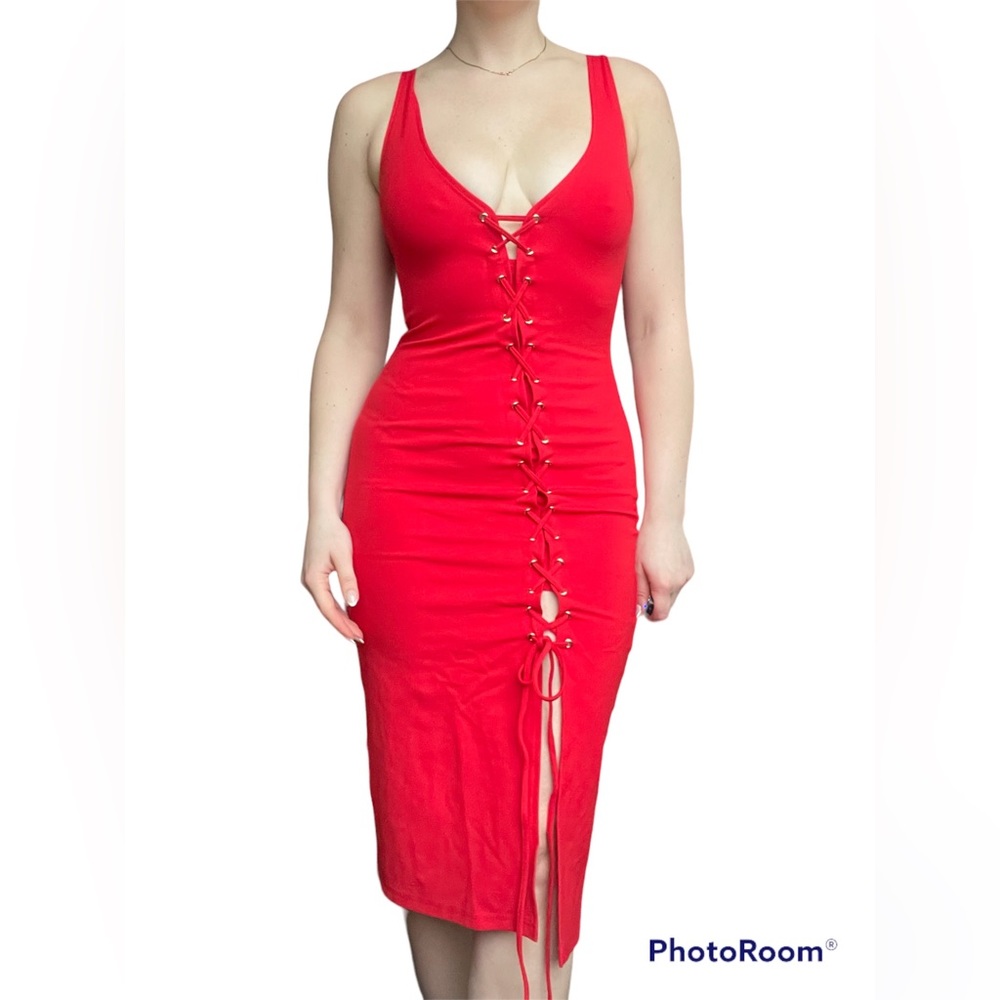 NWOT Walter Baker red laceup dress